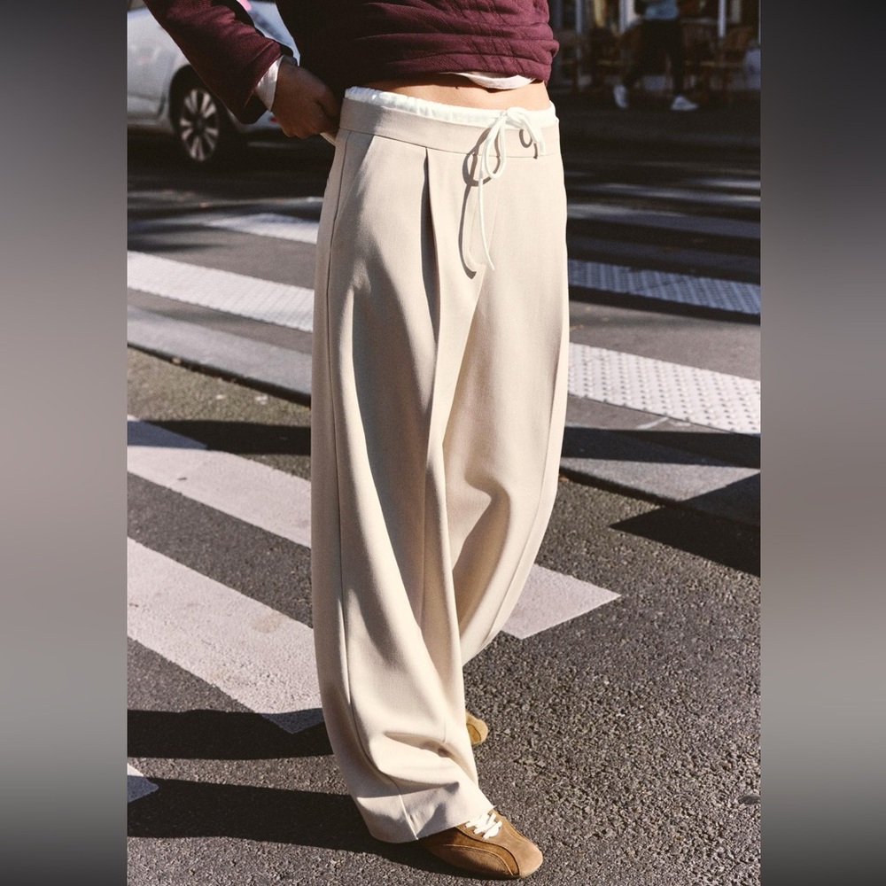 Zara double waist wide leg pant